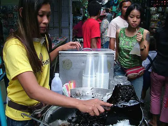 Black Jelly Seller in Bangkok Chinatown